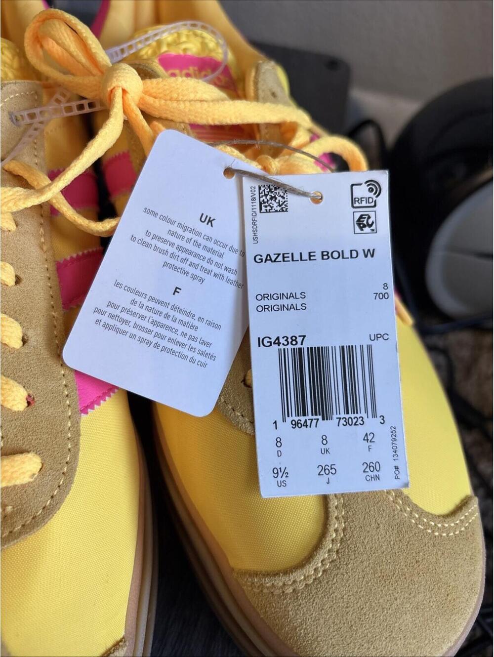Adidas Originals Gazelle Bold Women's Shoes Yellow Lucid Pink Size 9.5 #IG4387 - Picture 4 of 12